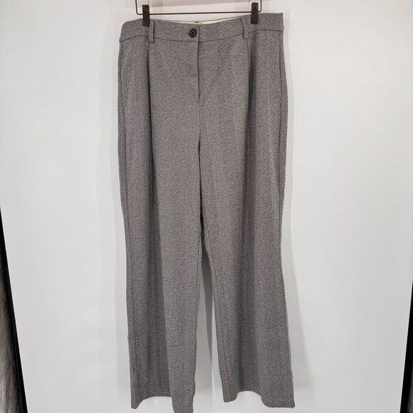 Vero Moda Womens Grey Melange herringbone Wide Trousers pants size 12 new $75 - Picture 8 of 16